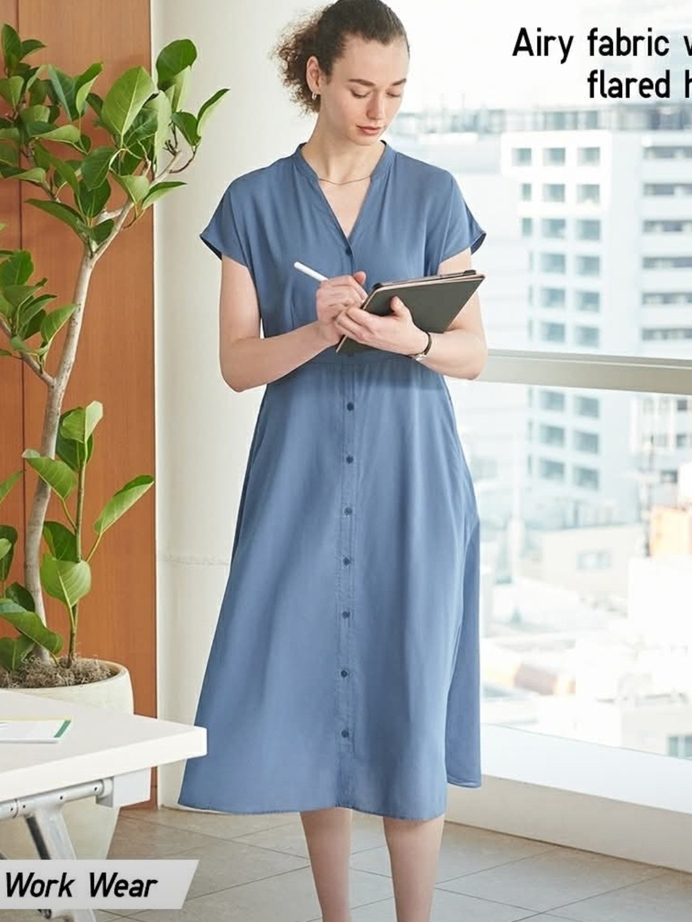Uniqlo Smoky Blue Midi Dress
